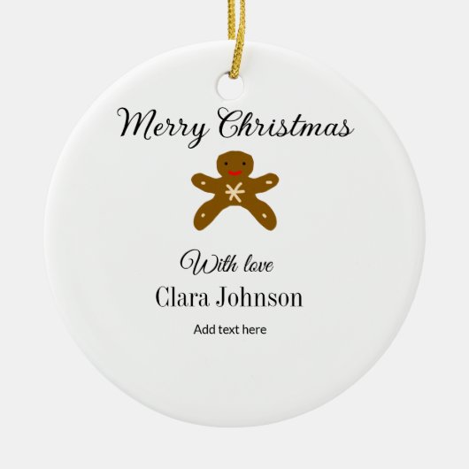 Frohe Weihnachtsbraun-Kekse fügen Namen mit Liebe  Keramik Ornament (Vorne)