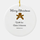 Frohe Weihnachtsbraun-Kekse fügen Namen mit Liebe Keramik Ornament (Hinten)