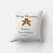 Frohe Weihnachtsbraun-Kekse fügen Namen mit Liebe  Kissen (Rückseite)