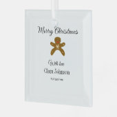 Frohe Weihnachtsbraun-Kekse fügen Namen mit Liebe Ornament Aus Glas (Vorderseite links)