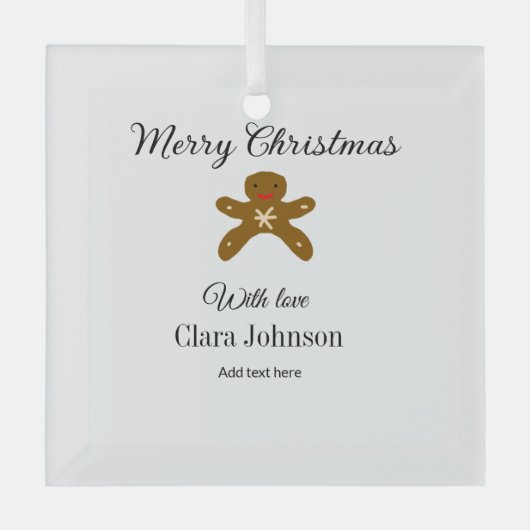 Frohe Weihnachtsbraun-Kekse fügen Namen mit Liebe  Ornament Aus Glas (Vorderseite)