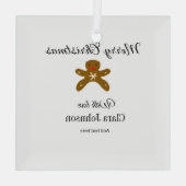 Frohe Weihnachtsbraun-Kekse fügen Namen mit Liebe  Ornament Aus Glas (Rückseite)