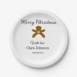 Frohe Weihnachtsbraun-Kekse fügen Namen mit Liebe  Pappteller