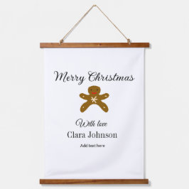 Frohe Weihnachtsbraun-Kekse fügen Namen mit Liebe  Wandteppich Mit Holzrahmen