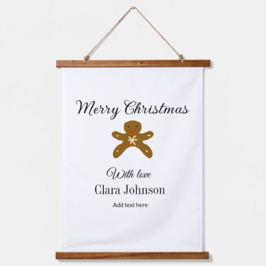 Frohe Weihnachtsbraun-Kekse fügen Namen mit Liebe Wandteppich Mit Holzrahmen (Vorderseite)