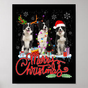 Frohe Weihnachtsbräune Collie Santa Reindeer Light Poster