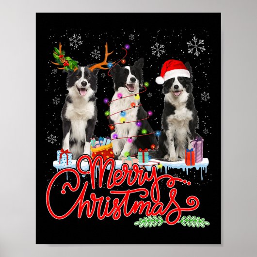 Frohe Weihnachtsbräune Collie Santa Reindeer Light Poster (Vorne)