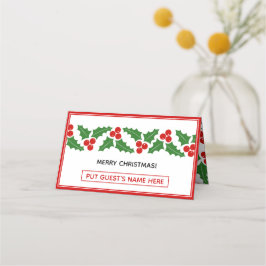 Frohe Weihnachtsbräune gefaltete Escort Platzkarte