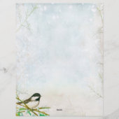 Frohe Weihnachtsbrief Chickadee Bird Botanical Briefbogen (Rückseite)