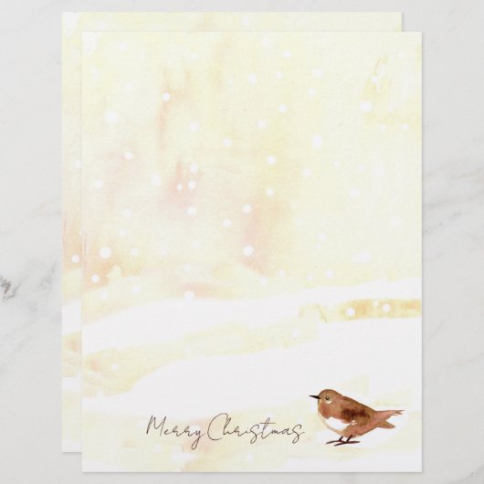 Frohe Weihnachtsbrief Sparrow Snow Bird Briefbogen (Vorne/Hinten)