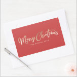 Frohe Weihnachtsbriefe Gold Foil Red Christmas Rechteckiger Aufkleber<br><div class="desc">Roter frohe Weihnachtsbriefe Gold Foil Weihnachtsnachtskleber</div>