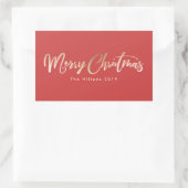 Frohe Weihnachtsbriefe Gold Foil Red Christmas Rechteckiger Aufkleber (Tasche)