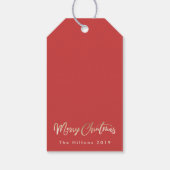 Frohe Weihnachtsbriefe Gold Foil Red & Moss Geschenkanhänger (Rückseite)