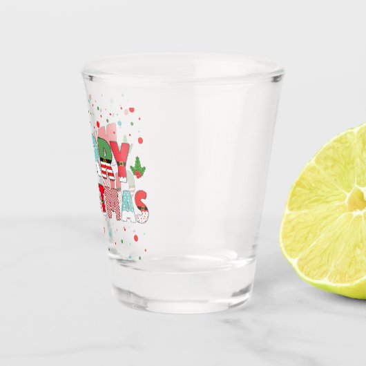 Frohe Weihnachtsbriefe in saisonalen Elementen Schnapsglas (Rechts)