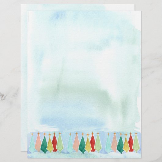 Frohe Weihnachtsbriefe Mitte des Jahrhunderts Mode Briefbogen (Vorne/Hinten)