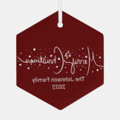 Frohe Weihnachtsbriefe Schneeflocken Metall oder Ornament Aus Glas (Rückseite)