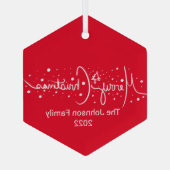 Frohe Weihnachtsbriefe Schneeflocken Ornament Aus Glas (Rückseite)