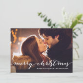 Frohe Weihnachtsbriefe Script Foto Overlay Feiertagskarte (Stehend Vorderseite)