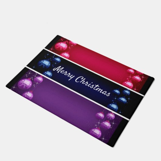 Frohe Weihnachtsbrille Door Mat Fußmatte (Schrägansicht)