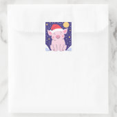 Frohe Weihnachtsbrille mit Weihnachtsmannmütze Quadratischer Aufkleber (Tasche)