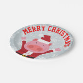 Frohe Weihnachtsbrille Pappteller (Schrägansicht)