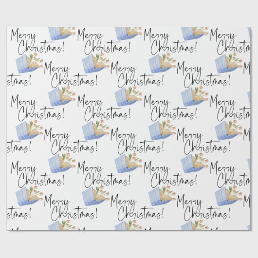 Frohe Weihnachtsbücher mit Blume Geschenkpapier (Flach)