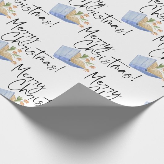 Frohe Weihnachtsbücher mit Blume Geschenkpapier (Ecke)