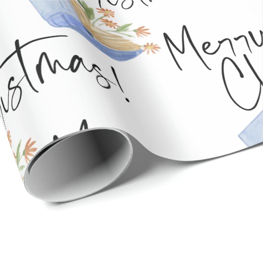 Frohe Weihnachtsbücher mit Blume Geschenkpapier (Rolleneckpunkt)