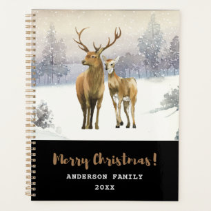 Frohe Weihnachtsbuck und Doe Deer Winter Szene Planer