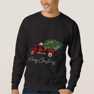 Frohe Weihnachtsbüffalo Karierter Truckbaum Sweatshirt