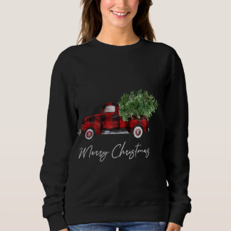 Frohe Weihnachtsbüffalo Karierter Truckbaum Sweatshirt