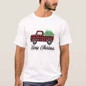 Frohe Weihnachtsbüffalo Karierter Truckbaum T-Shirt (Vorderseite)