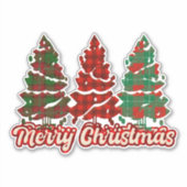 Frohe Weihnachtsbüffel Karierte Bäume-42019 Aufkleber (Vorderseite)