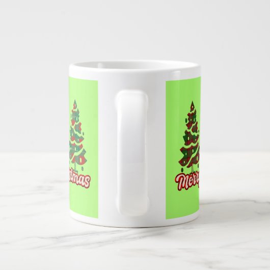 Frohe Weihnachtsbüffel Karierte Bäume-42019 Jumbo-Tasse (Rückseite)