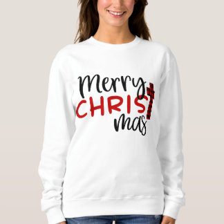 Frohe Weihnachtsbüffel Karierte Religiöse Christli Sweatshirt