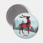 Frohe Weihnachtsbüffel Karierte Rentiere und Bäume Magnet (Vorderseite/Rückseite)