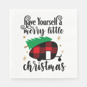 Frohe Weihnachtsbüffel Karierte Weihnachtsbaumen Serviette (Vorderseite)