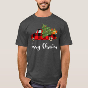 Frohe Weihnachtsbüffel Karierter roter LKW Tree fü T-Shirt