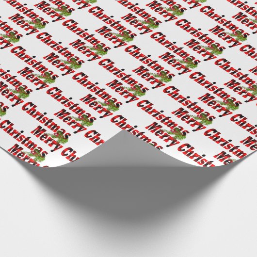 Frohe Weihnachtsbüffel karierter Text Geschenkpapier (Ecke)