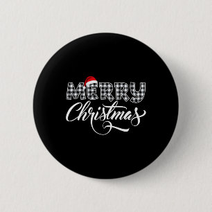 Frohe Weihnachtsbüffel Schwarz und Weiß Kariert fü Button