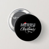 Frohe Weihnachtsbüffel Schwarz und Weiß Kariert fü Button (Vorne & Hinten)