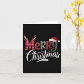 Frohe Weihnachtsbüffel Schwarz und Weiß Kariert fü Karte (Gelbe Blume)