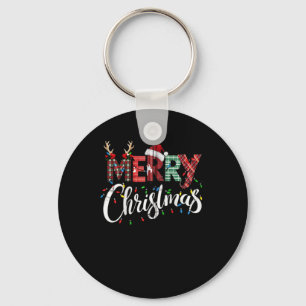 Frohe Weihnachtsbüffel Schwarz und Weiß Kariert fü Schlüsselanhänger