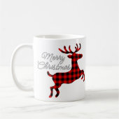 Frohe Weihnachtsbühne auf Red Black Buffalo Karo Kaffeetasse (Links)