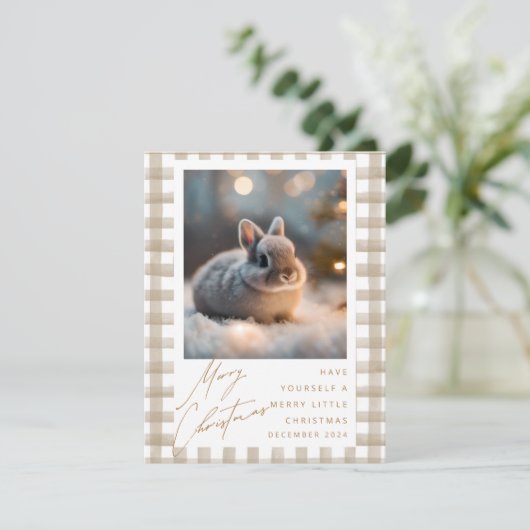 Frohe Weihnachtsbunny Feiertagskarte (Stehend Vorderseite)