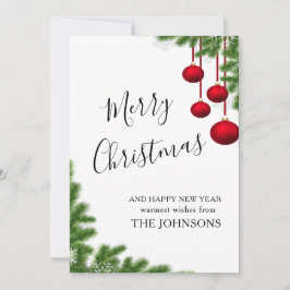 Frohe Weihnachtsburgund Winterkiefernzapfen Feiertagskarte
