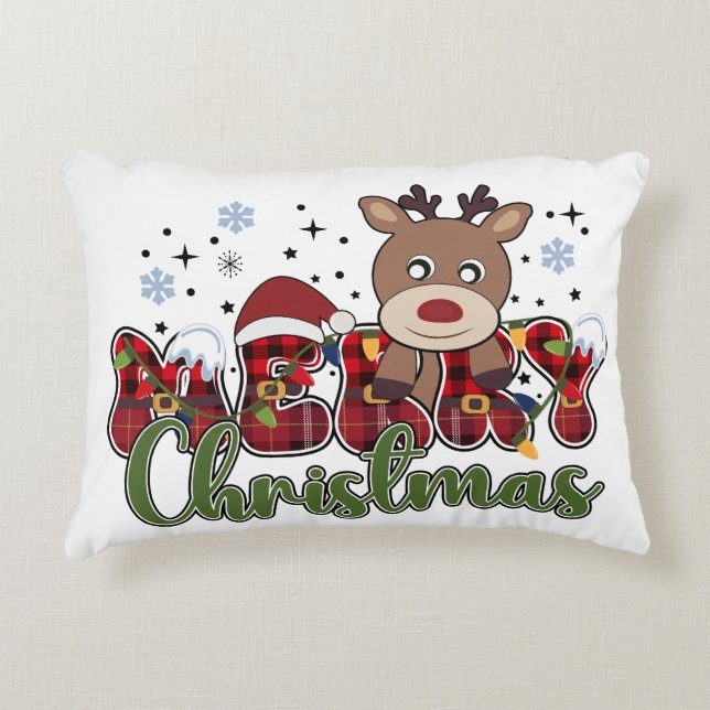 Frohe Weihnachtsclipart Dekokissen (Vorderseite)
