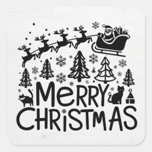 Frohe Weihnachtsclipart Quadratischer Aufkleber