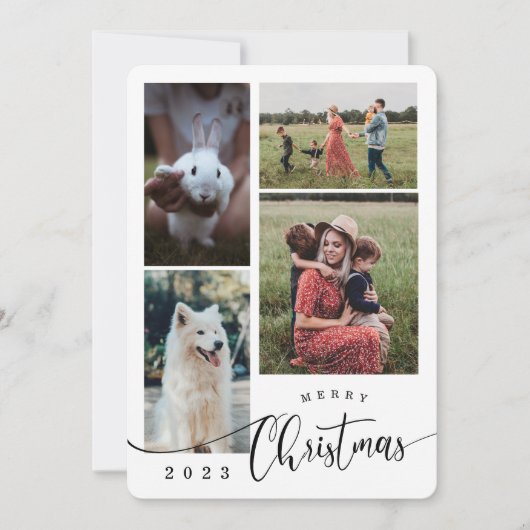 Frohe Weihnachtscollage 4 Foto Feiertagskarte (Vorderseite)