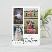 Frohe Weihnachtscollage 4 Foto Feiertagskarte (Stehend Vorderseite)